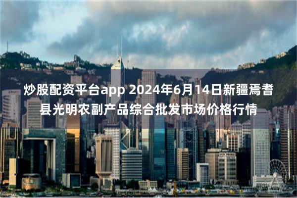 炒股配资平台app 2024年6月14日新疆焉耆县光明农副产品综合批发市场价格行情